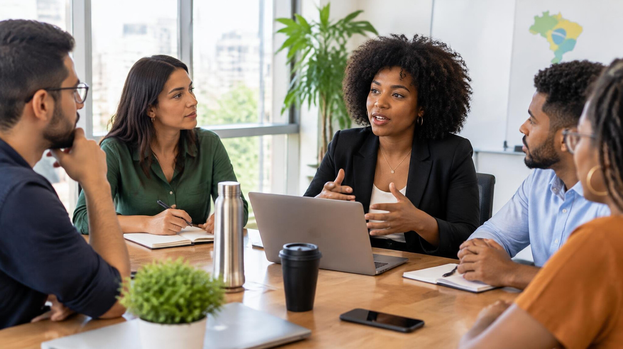 Group meeting in a bright room
